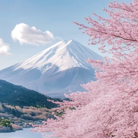 Japanese Mountain Spring Landscape