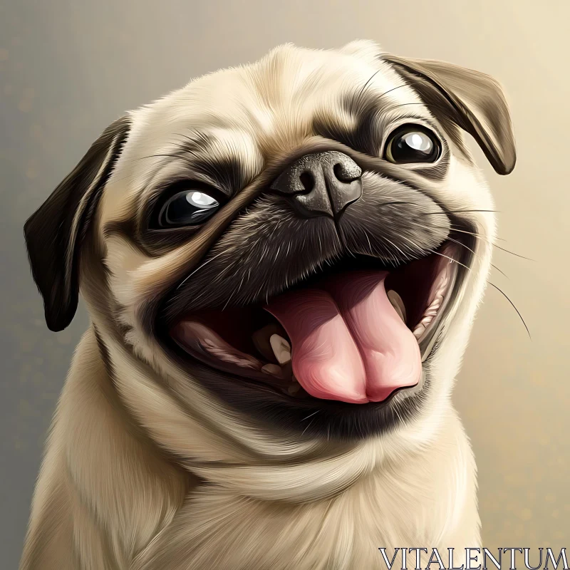 Adorable Pug Canine Portrait AI Image