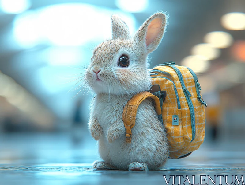 AI ART Adorable Bunny with Backpack