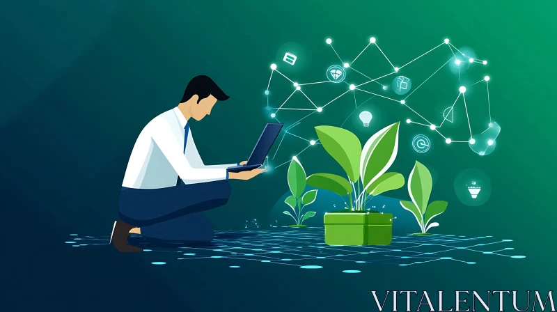 Digital Growth with Nature and Technology AI Image