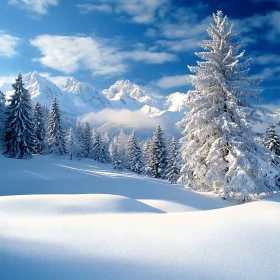 Winter Scene with Snow-Covered Trees