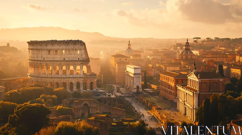 AI ART Sunset Over Ancient Rome