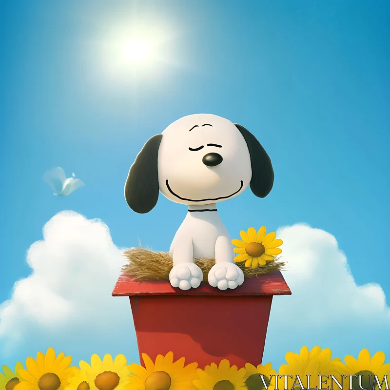 AI ART Happy Cartoon Dog in Sunny Landscape