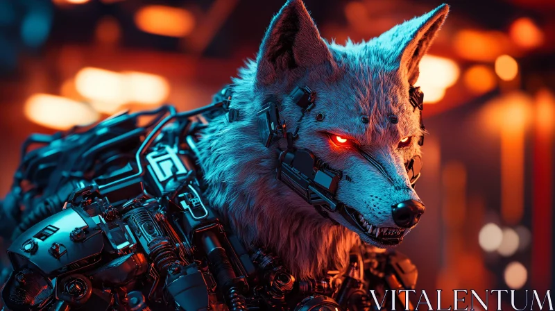 Futuristic Cybernetic Wolf AI Image