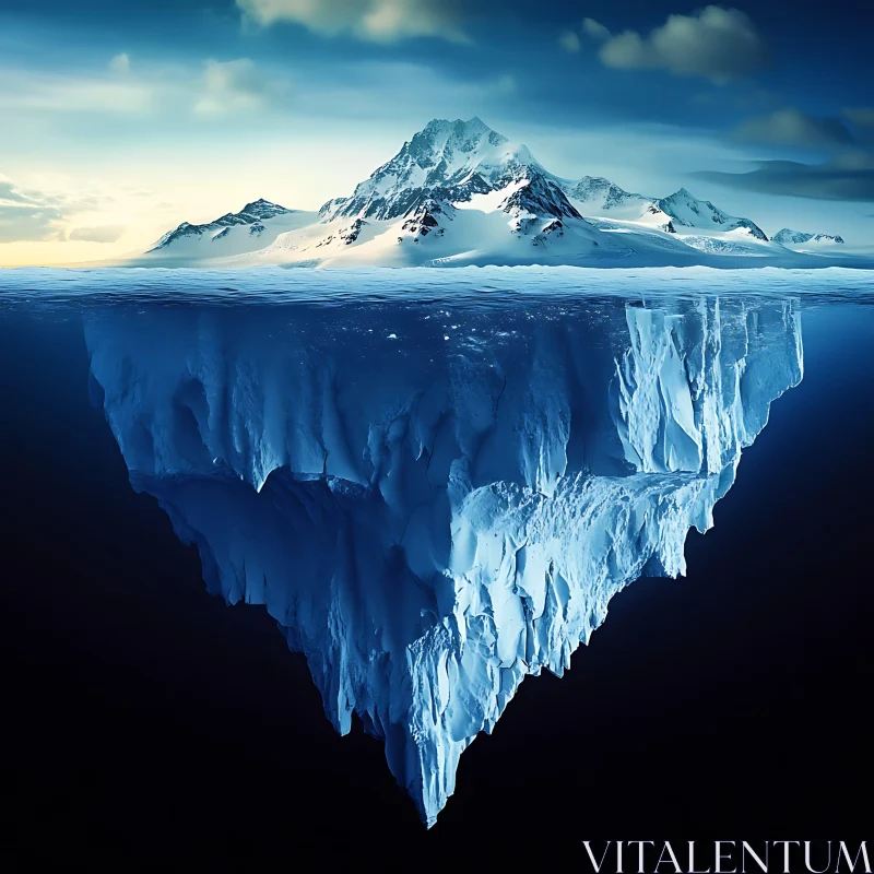 AI ART Floating Iceberg with Mountain View