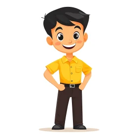 Smiling Boy Cartoon Character