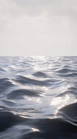 Calm Ocean Waves with Sunlight Reflection