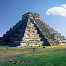 Chichen Itza Pyramid Under Blue Sky