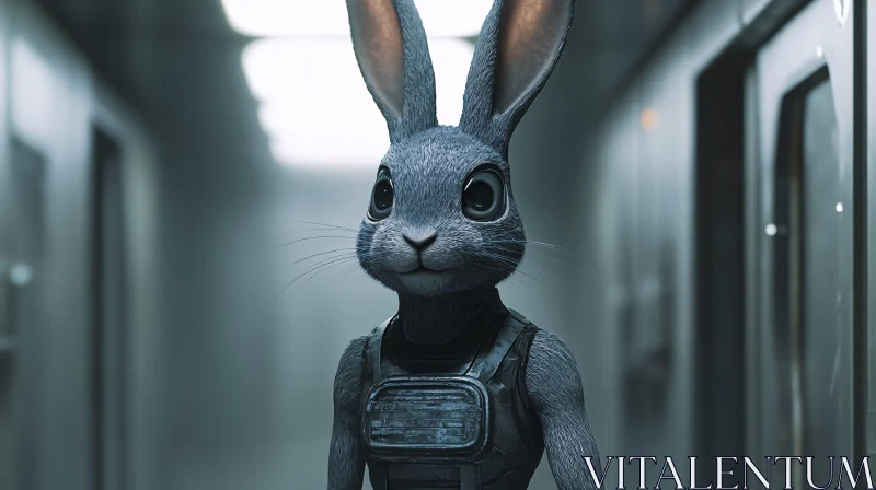 Robotic Rabbit with Tactical Vest AI Image