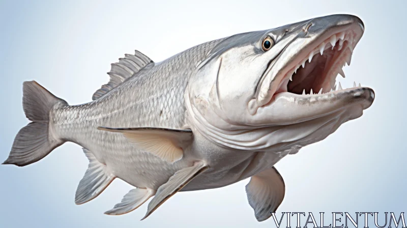 3D Rendered Realistic Fish with Open Mouth AI Image
