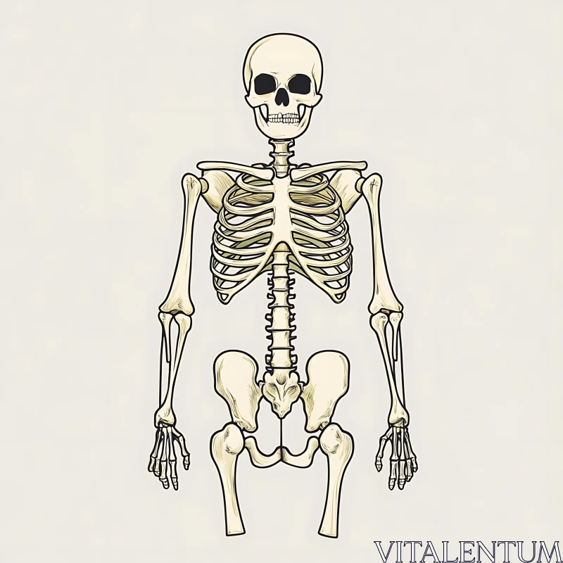 Human Skeleton Anatomy Drawing AI Image