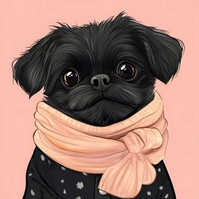 Charming Puppy Illustration with Scarf