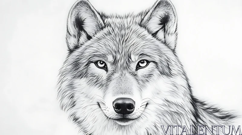 AI ART Detailed Wolf Face Drawing