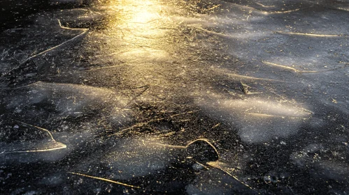 Golden Light Illuminates Cracked Ice