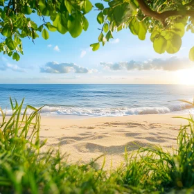 Coastal Serenity: Beach and Ocean Scene