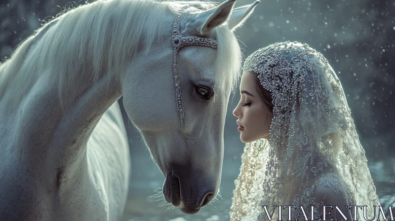 Serene Bond Between Horse and Woman AI Image