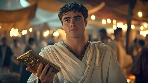 Roman Man Holding Ancient Book