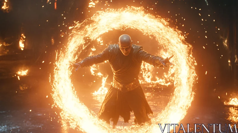 Man Surrounded by Fire Portal AI Image