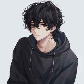 Thoughtful Anime Boy Portrait