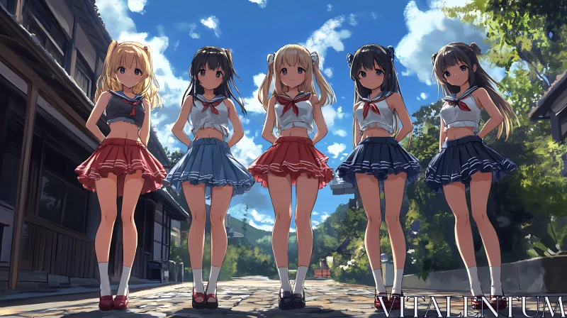 AI ART Anime Characters in Pleated Skirts