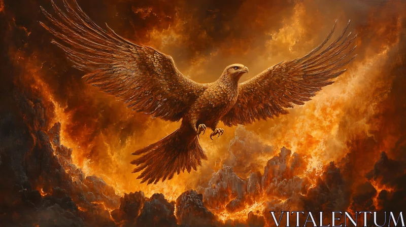 AI ART Golden Eagle Flight Painting