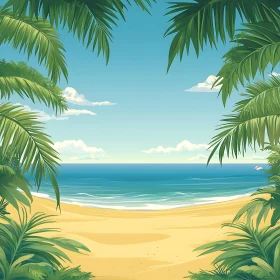 Seaside Bliss: A Palm-Framed Beach View