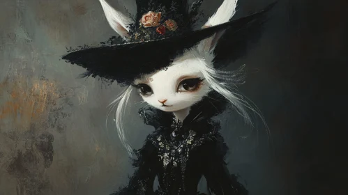 Mysterious White Rabbit in Gothic Attire