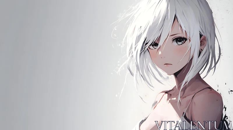 White-Haired Anime Girl Portrait AI Image