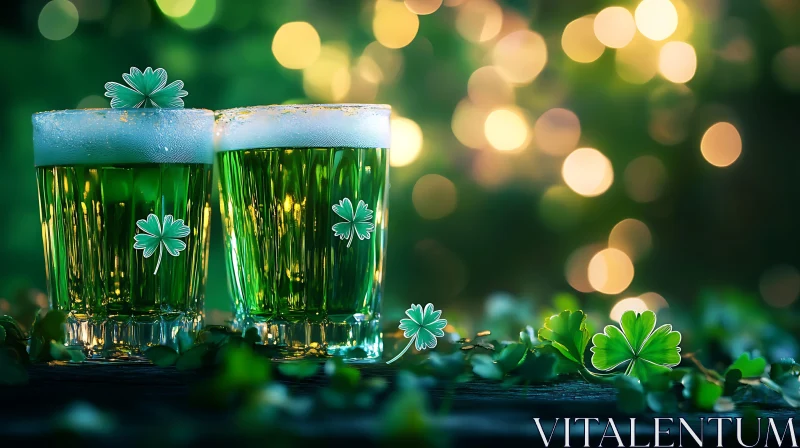 Festive Green Beer for St. Paddy's Day AI Image