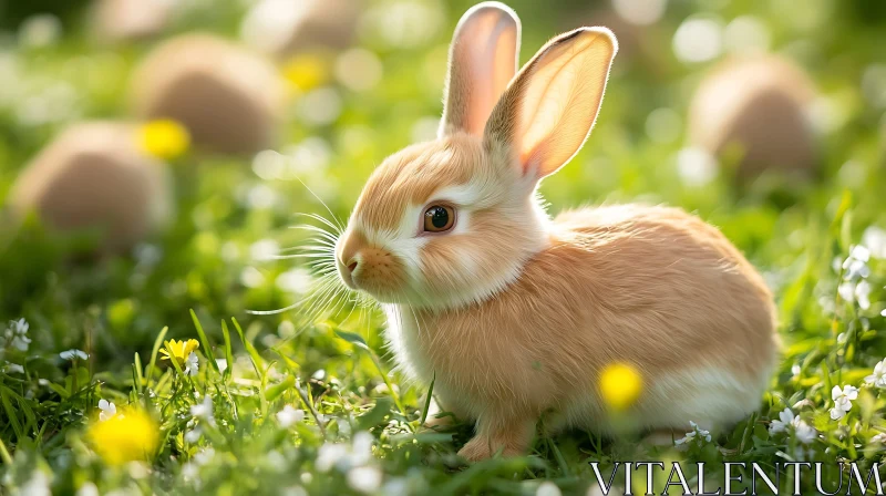 AI ART Cute Rabbit in a Field of Flowers