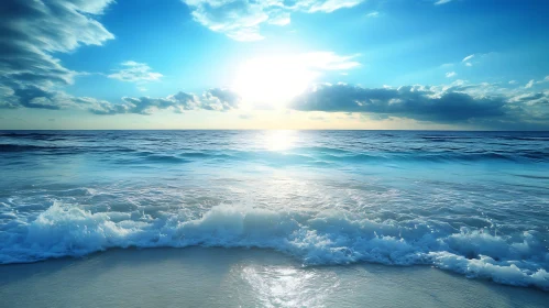 Peaceful Seascape with Waves and Sunlight