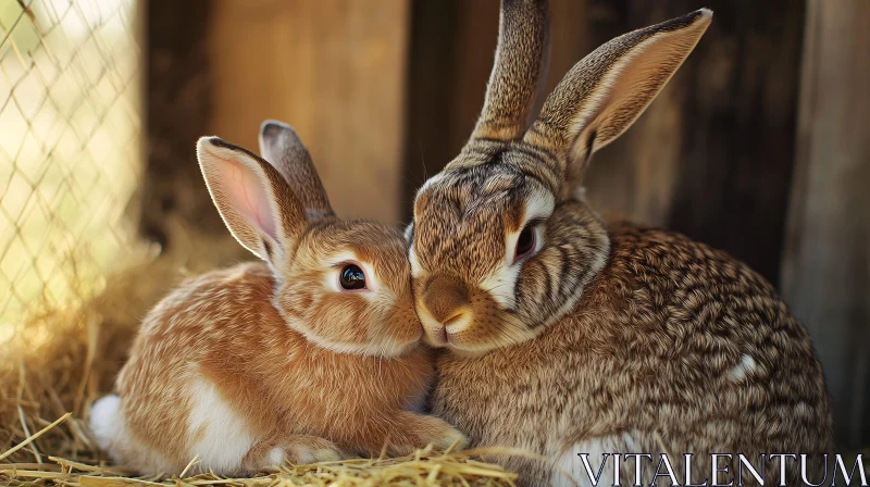 AI ART Two Rabbits Cuddling