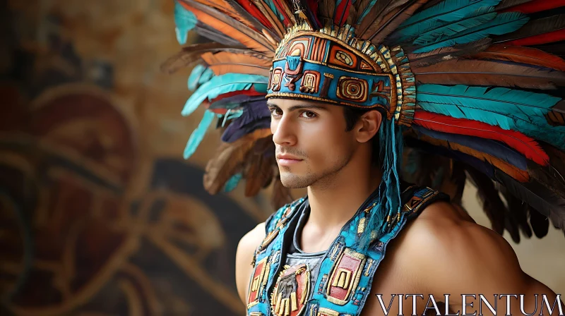 AI ART Man in Aztec Headdress