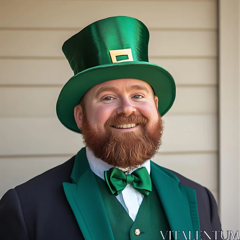 AI ART Smiling Man with Green Hat and Bow Tie