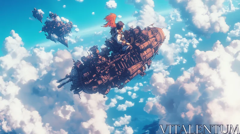 Adventurous Journey on a Flying Skyship AI Image