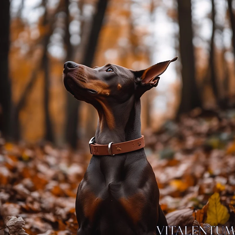 Attentive Brown Dog in Fall Setting AI Image