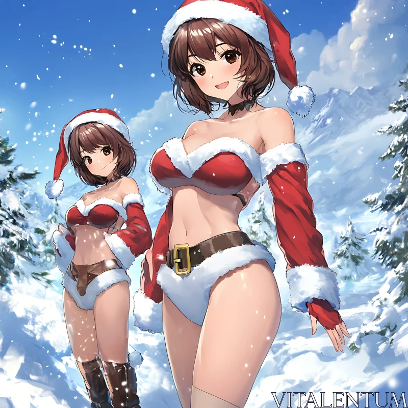 Christmas-Themed Anime Winter Wonderland AI Image