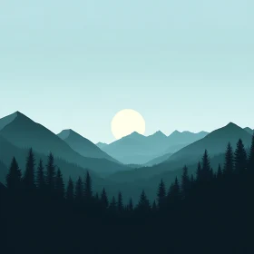 Tranquil Mountain Scene with Rising Sun