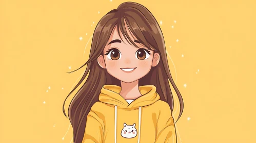 Smiling Anime Girl Illustration