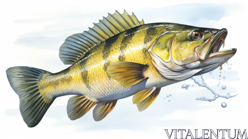 Free Largemouth Bass Illustration in High-Contrast Shading AI Image
