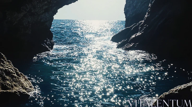 Sparkling Sea Cave View AI Image