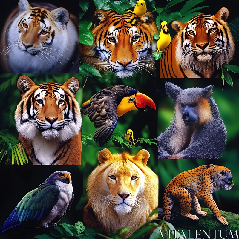 Exotic Wildlife Collage AI Image