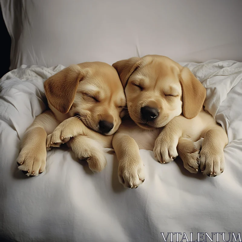 Cute Puppies Sleeping Peacefully AI Image