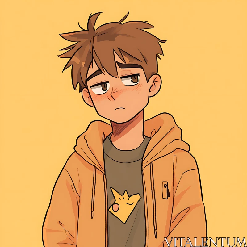 AI ART Indifferent Young Anime Boy in Hoodie