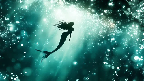 Mystical Mermaid in Underwater Light