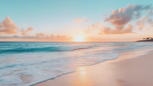 Pastel Sunset at the Ocean Shore