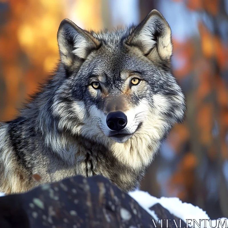 Wolf in Winter Landscape AI Image