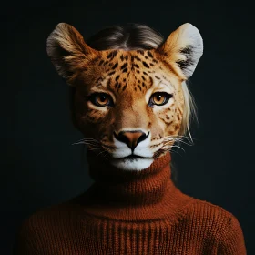 Animal Hybrid Portrait: Leopard and Woman