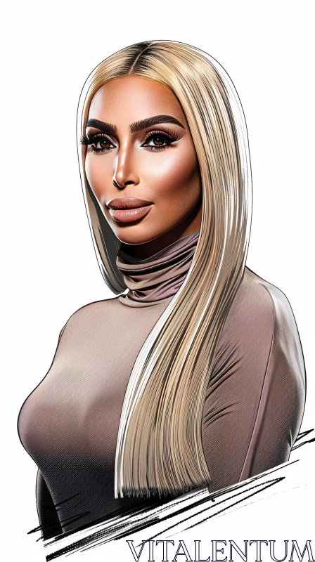 AI ART Kim Kardashian Digital Portrait