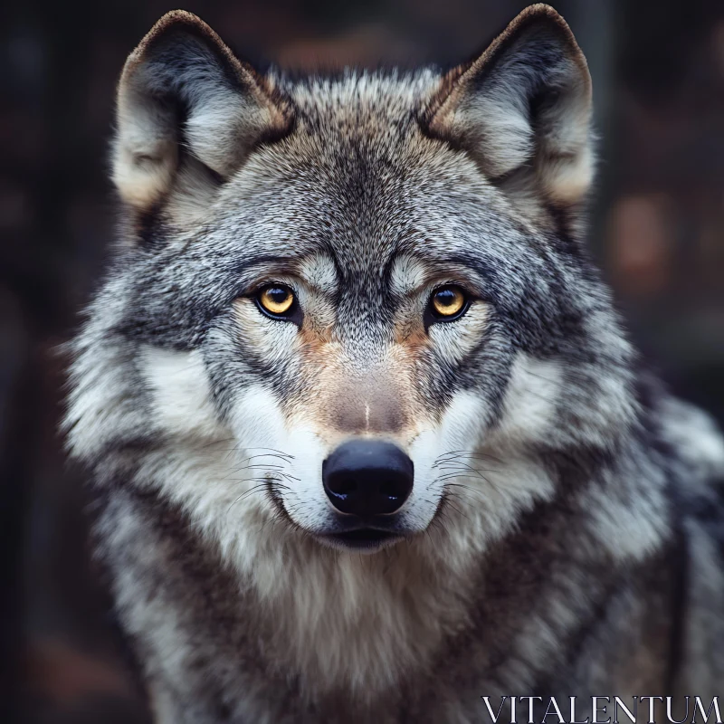 Wolf Close-Up: Wild Predator Stare AI Image